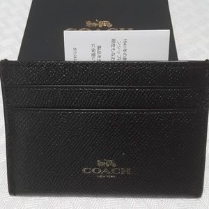 Coach Card Wallet - Black Leather